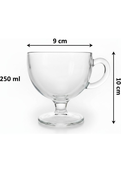 6'lı Kulplu Parlak Cam Meşrubat-Kahve Büyük Ayaklı Fincan Takımı - 6X250 Ml. fırsatları