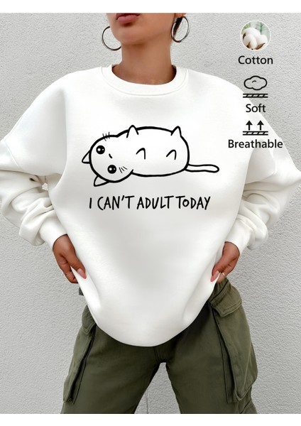 Premium Oversize Kesim Uzun Kollu Baskılı Sweatshirt