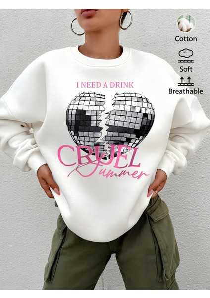 Premium Oversize Kesim Uzun Kollu Baskılı Sweatshirt