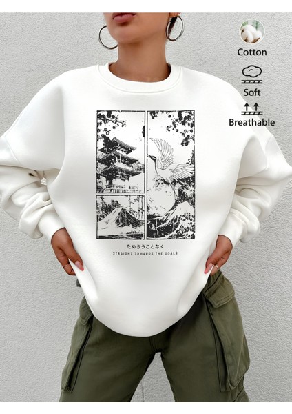 Premium Oversize Kesim Uzun Kollu Baskılı Sweatshirt