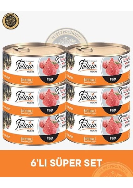 Kısırlaştırılmış Biftekli Fileto Yetişkin Kedi Konservesi 6X85GR fiyatları