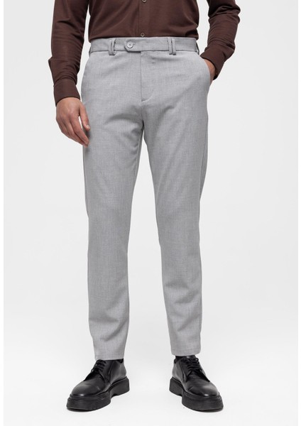 Açık Gri Erkek Slim Fit Kumaş Pantolon