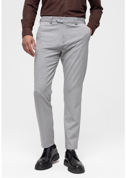 Açık Gri Erkek Slim Fit Kumaş Pantolon fiyatları