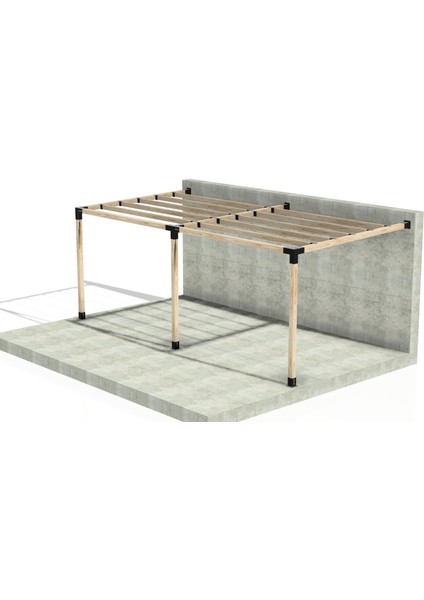 2.4 x 4.8 Metre Sundurma Pergole Braket Seti 3 Ana Direkli Üstü Izgaralı Eğimli Sundurma modelleri