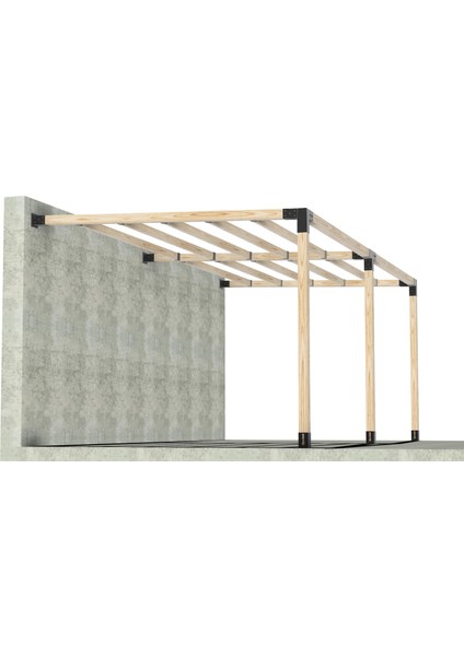 2.4 x 4.8 Metre Sundurma Pergole Braket Seti 3 Ana Direkli Üstü Izgaralı Eğimli Sundurma fırsatları