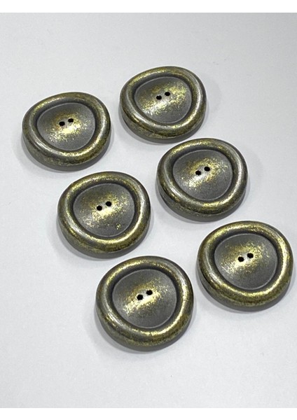 Italyan Trençkot Kaban Düğmesi / Oksit Gold / 3 cm / 6 Lı Set
