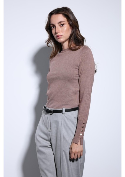 Kahve Basic Kadın Triko Kazak fiyatları