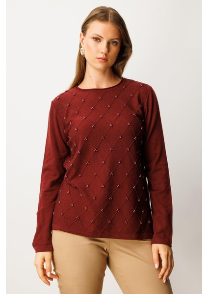 63312 Onteks Kazak Sıfır Yaka Baklava Desenli