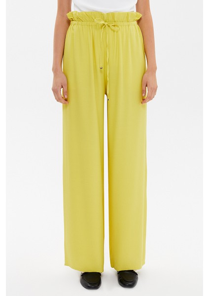 Açık Zeytin Yeşili Bol Kesim Beli Lastikli Pantolon 41369