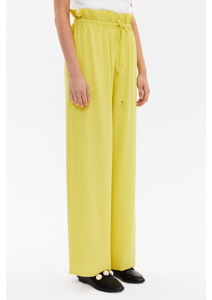 Açık Zeytin Yeşili Bol Kesim Beli Lastikli Pantolon 41369