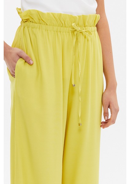 Açık Zeytin Yeşili Bol Kesim Beli Lastikli Pantolon 41369