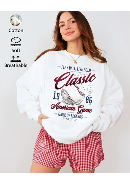 Premium Oversize Kesim Uzun Kollu Baskılı Sweatshirt