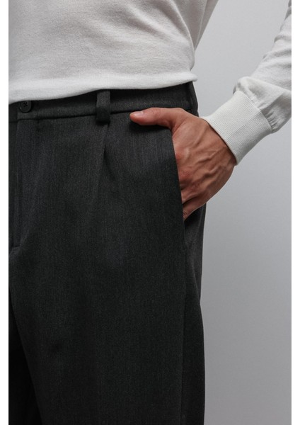 Antrasit Relax Fit Baggy Pilili Erkek Pantolon modelleri