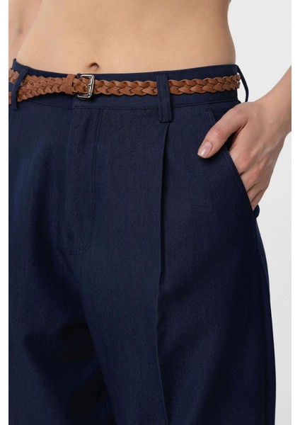 Lacivert Pensli Kadın Pantolon modelleri