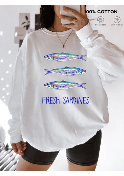 Premium Oversize Kesim Uzun Kollu Baskılı Sweatshirt