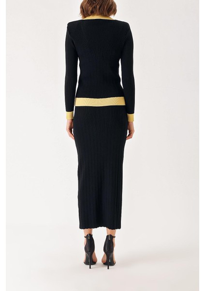 Siyah Bej Düğme Detaylı Hırka ve Etekli Takım 28850 fırsatları