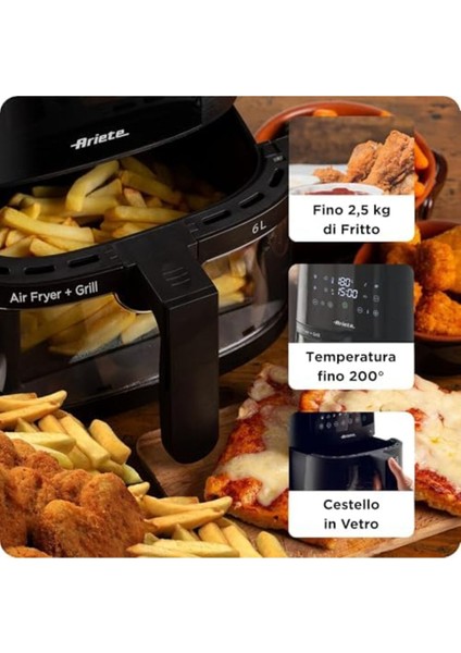 6 Litre Airfryer, 1300W, 60DK, 8 Program, Şeffaf Cam, Çok Renkli fiyatları