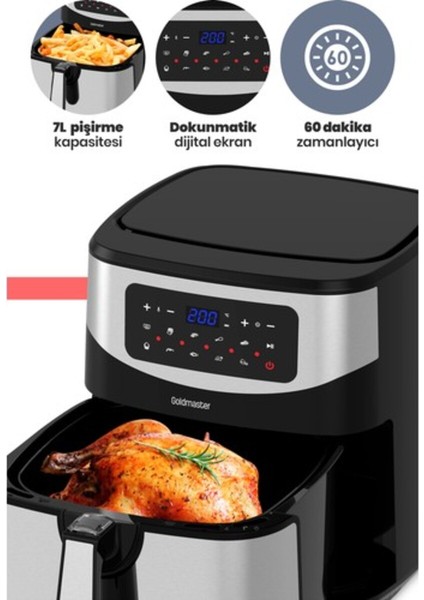 9.2l Inox Geniş Hazneli Dokunmatik Airfryer, 10 Ön Ayar, Şık Siyah Renk modelleri