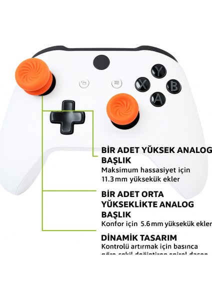 Kontrolfreek Fps Freek Vortex Performance Thumbsticks – Xbox One & Series X/s Uyumlu – 1 Yüksek Konveks + 1 Orta Kavisli Analog Başlık modelleri