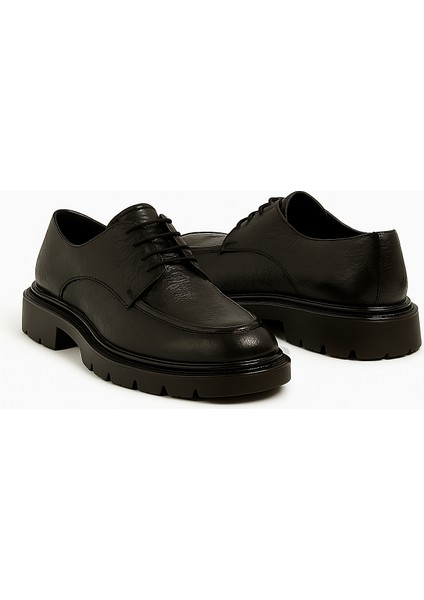 GR0396 Hakiki Floter Deri Italyan Tarz Siyah Yüksek Kalın Taban Spor Klasik Ayakkabı indirimleri