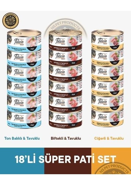 Ton Balıklı - Biftekli - Ciğerli Çeşitler Kedi Konservesi 18X85 gr