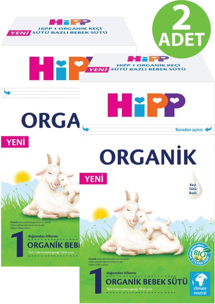 Hipp 1 Organik Keçi Sütü Bazlı Bebek Sütü 400 gr 2 Adet