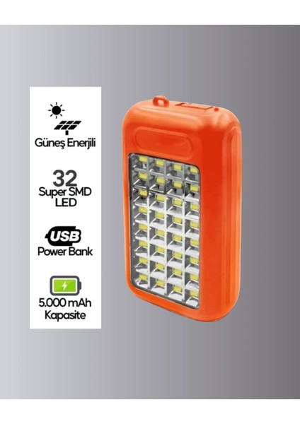 Güneş Paneli ile Şarj Olan 32 Led’li Powerbank Cihazı fiyatları