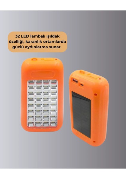 Güneş Paneli ile Şarj Olan 32 Led’li Powerbank Cihazı fırsatları