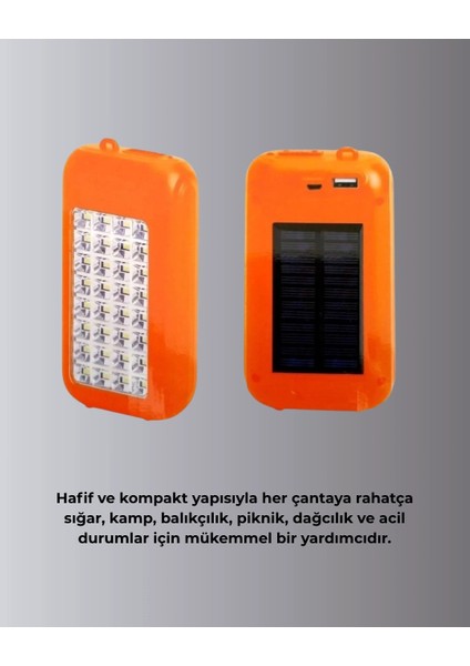 Güneş Paneli ile Şarj Olan 32 Led’li Powerbank Cihazı indirimleri