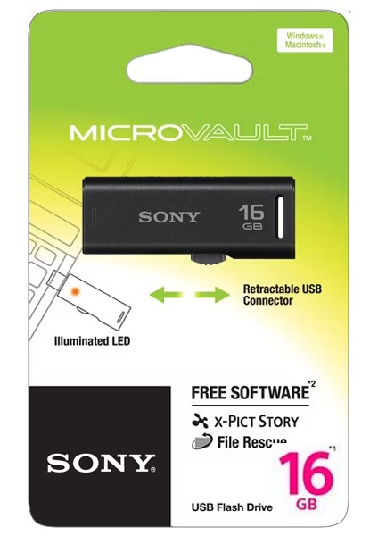 16GB Micro Vault Flaşh Bellek USM16GR/BT _led Veri Transferini Gösterir_
