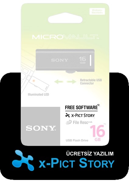 16GB Micro Vault Flaşh Bellek USM16GR/BT _led Veri Transferini Gösterir_ fırsatları