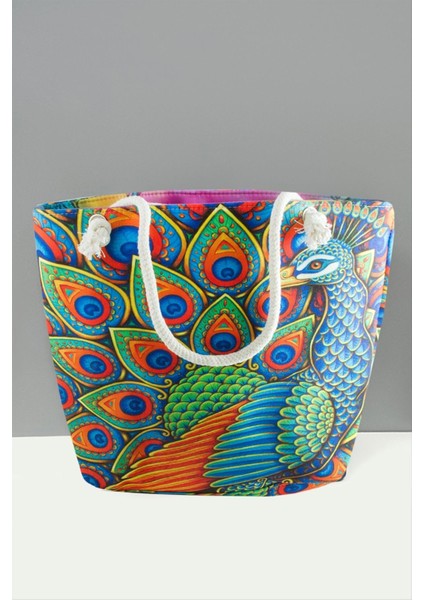 Msa-Shop Desenli Plaj Çantası-Renkli