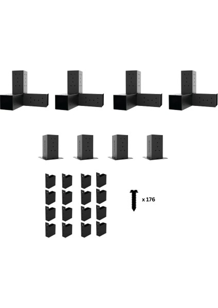 2.4 x 2.4 Metre Pergole Braket Seti 4 Ana Direkli Dalgalı Gölgelikli Üst Izgaralı fiyatları