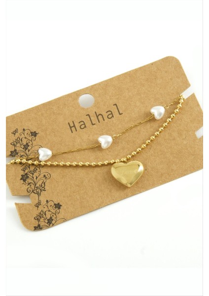 Msa-Shop Kalp Lüks Inci Çelik Halhal-Sarı fiyatları