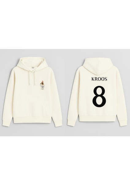 Futbolcu Toni Kroos Baskılı Erkek Çocuk Ekru Kapüşonlu Sweatshirt Hoodie