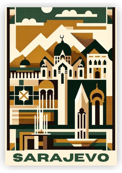 Sarajevo Saraybosna Bosna Hersek Ahşap Poster 20X29 cm