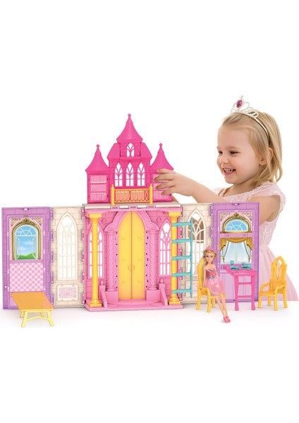 Aria'nın Şatosu Aksesuarlı Oyun Evi | 86×37×63 cm | Katlanabilir, Renkli Çocuk Oyuncak Evi