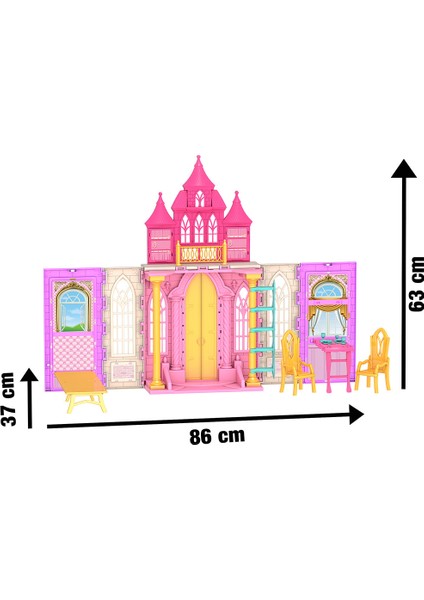 Aria'nın Şatosu Aksesuarlı Oyun Evi | 86×37×63 cm | Katlanabilir, Renkli Çocuk Oyuncak Evi fiyatları