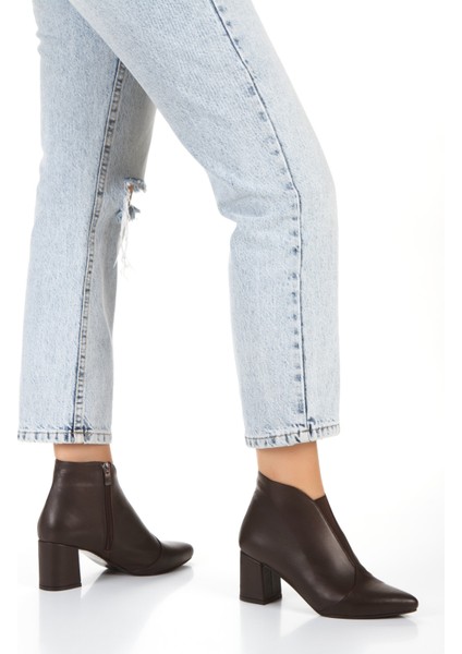 Hakiki Deri Kalın Topuklu Tay Tüyü Astarlı Önü Lastikli Kadın Bot fırsatları