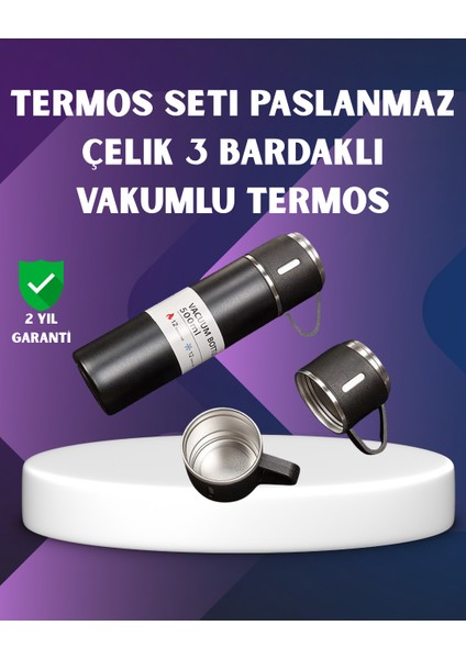 Sepetim 500 ml Isı Korumalı Çelik Termos ve Bardak Seti | Silikon Tabanlı, Şık ve Pratik