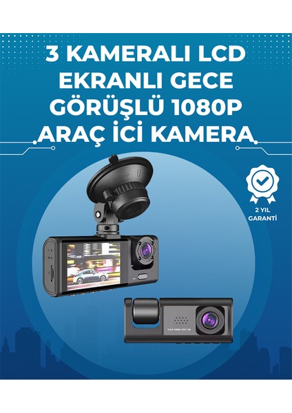 Sepetim Gece Görüşlü 3'lü Araç Kamerası – Geri Görüş Destekli, 170° Geniş Açı