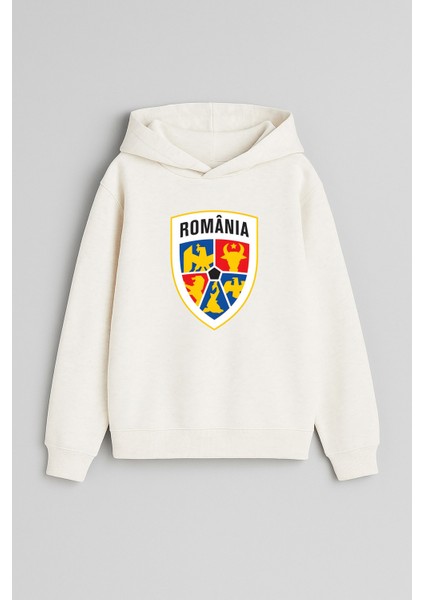 Romania Romanya Echipa De Fotbal Baskılı Ekru Kız Erkek Çocuk Kapüşonlu Sweatshirt