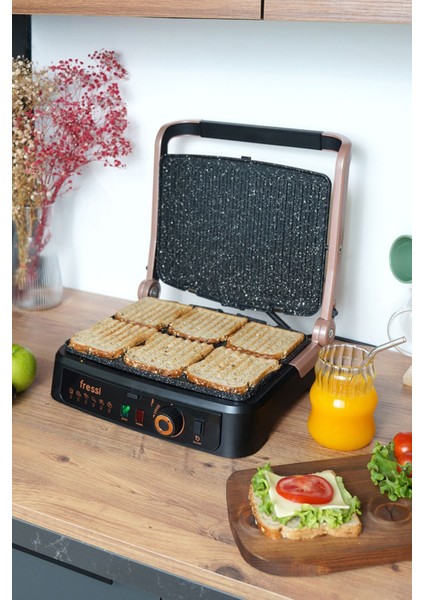 Retro 6 Dilim Izgara ve Tost Makinesi, 180° Açılır, 2000W, Bej fiyatları
