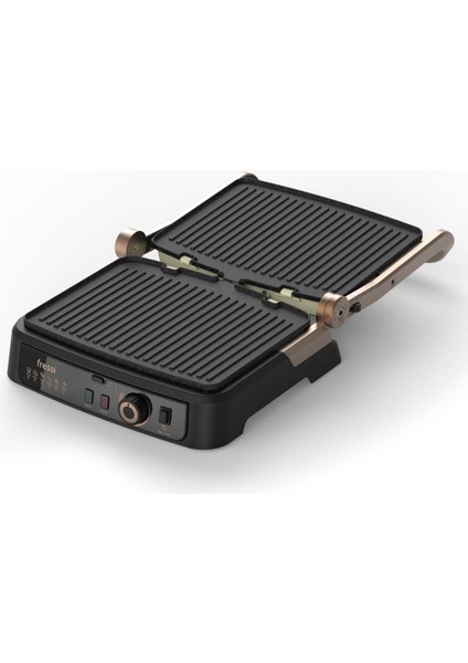 Retro 6 Dilim Izgara ve Tost Makinesi, 180° Açılır, 2000W, Bej