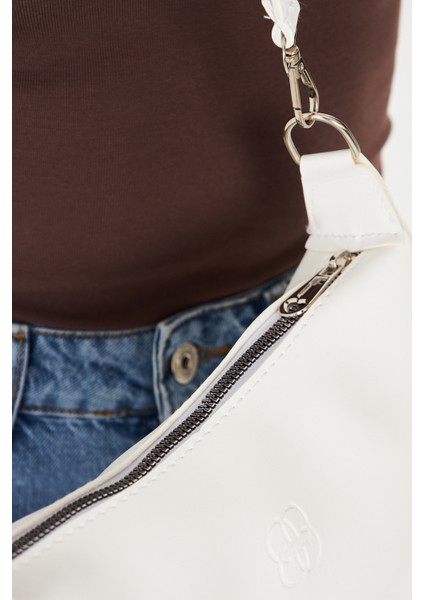 Lumira Beyaz Mini Baget Kadın Omuz, Kol ve El Çantası