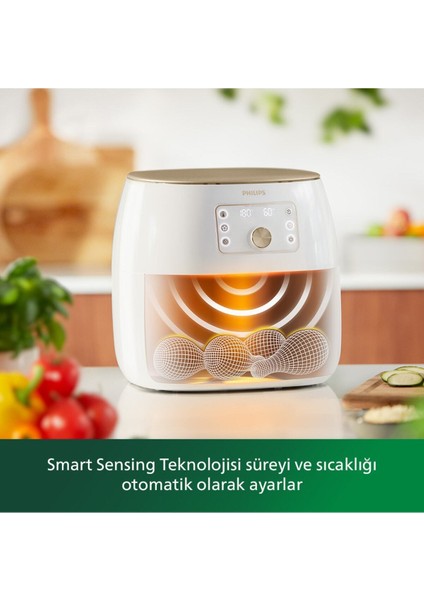 Beyaz Airfryer Xxl, Akıllı Sensör, Sağlıklı ve Hızlı Pişirme Özelliği