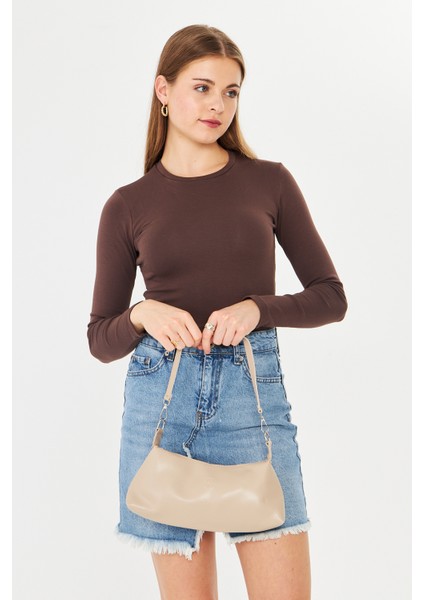 Lumira Bej Mini Baget Kadın Omuz, Kol ve El Çantası