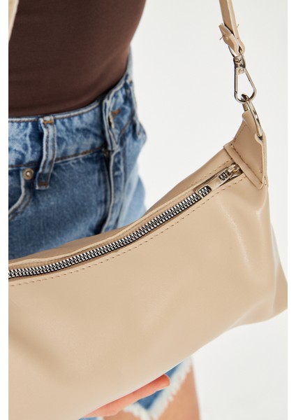 Lumira Bej Mini Baget Kadın Omuz, Kol ve El Çantası