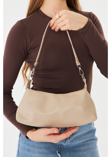 Lumira Bej Mini Baget Kadın Omuz, Kol ve El Çantası