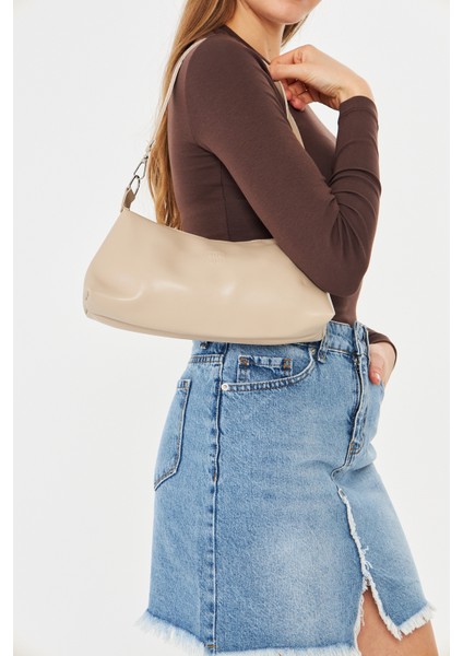 Lumira Bej Mini Baget Kadın Omuz, Kol ve El Çantası